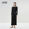 LESS 2025 Spring Slim Off-Shoulder Long Sleeve Dress