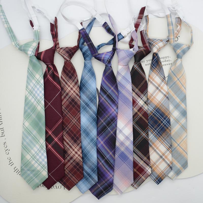 Tie Plaid Women Free Knotting Student College Style Japanese Short Uniform School Uniform Accessories Lazy