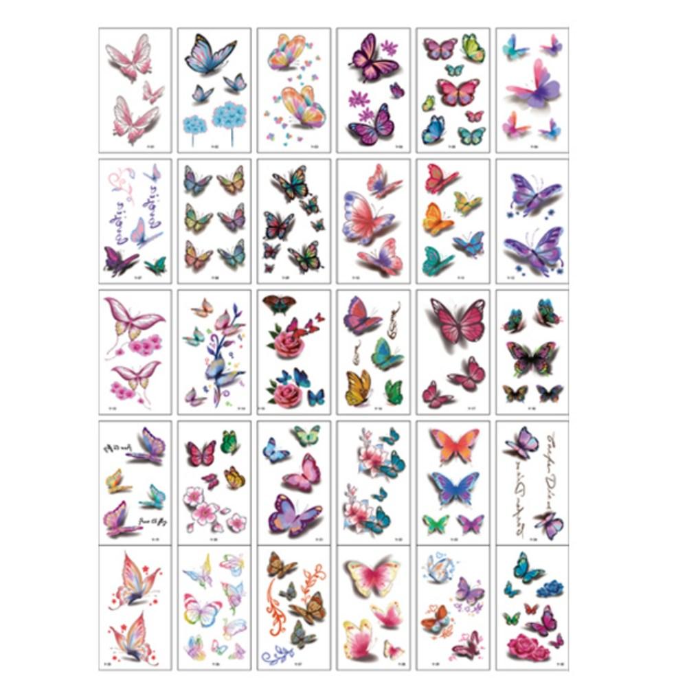 Cinnamon Girl Tattoo Sticker 30-Piece Set G-Butterfly, 1 set