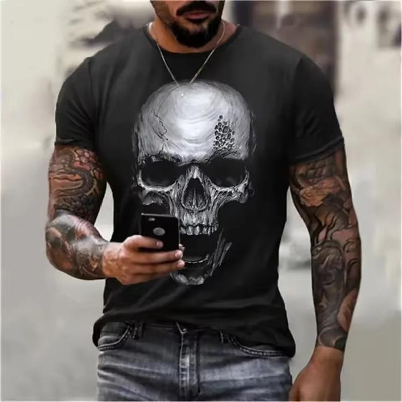 Men's 3D Printed T-Shirt Fashion  Style O-Neck Short-Sleeved Tops Skull Pattern Men's T-Shirt Oversized Tee Men's Clothing