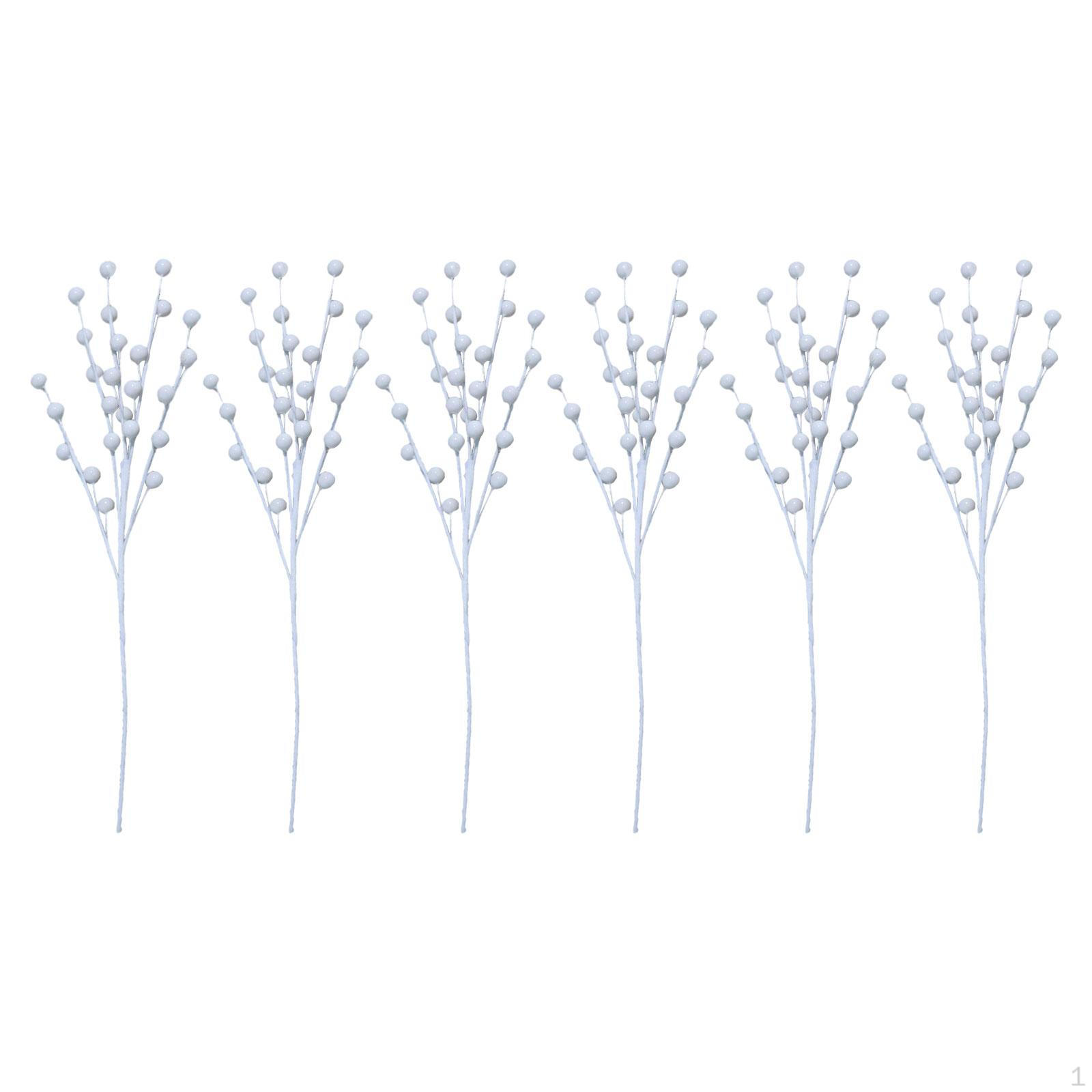 

6 Berry Branches for Vase, Artificial Twigs Home and Holiday Decor білий