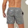 Men Gym Shorts Drawstring Elastic Waist Sequin Solid Color Soft Breathable Quick Dry Fitness Jogging Exercise Beach Sportswear Shorts