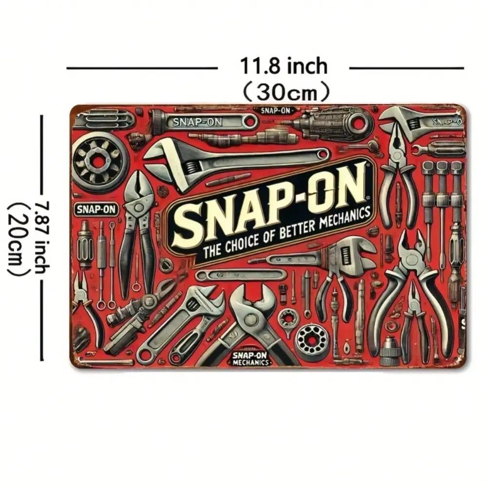 SnapOn Metal Wall Sign 8x12 Inch Garage Art Decor for Mechanic Tool Shop