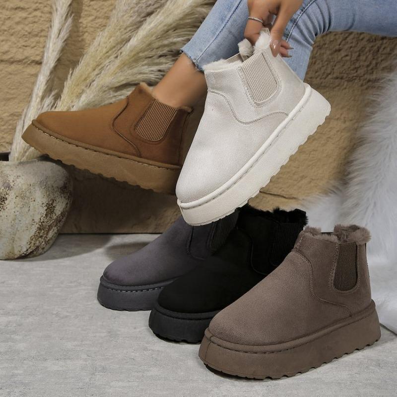 Snow Boots Women's Shoes Thick-soled Cotton Shoes with Fleece Round Head Covers Short Anti-slip Cotton Boots
