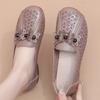 Mother's Shoes, Single Shoes, Summer Breathable Sandals, Women's Hollow Leather Shoes, Non-slip Soft Sole, Comfortable Hole Shoes