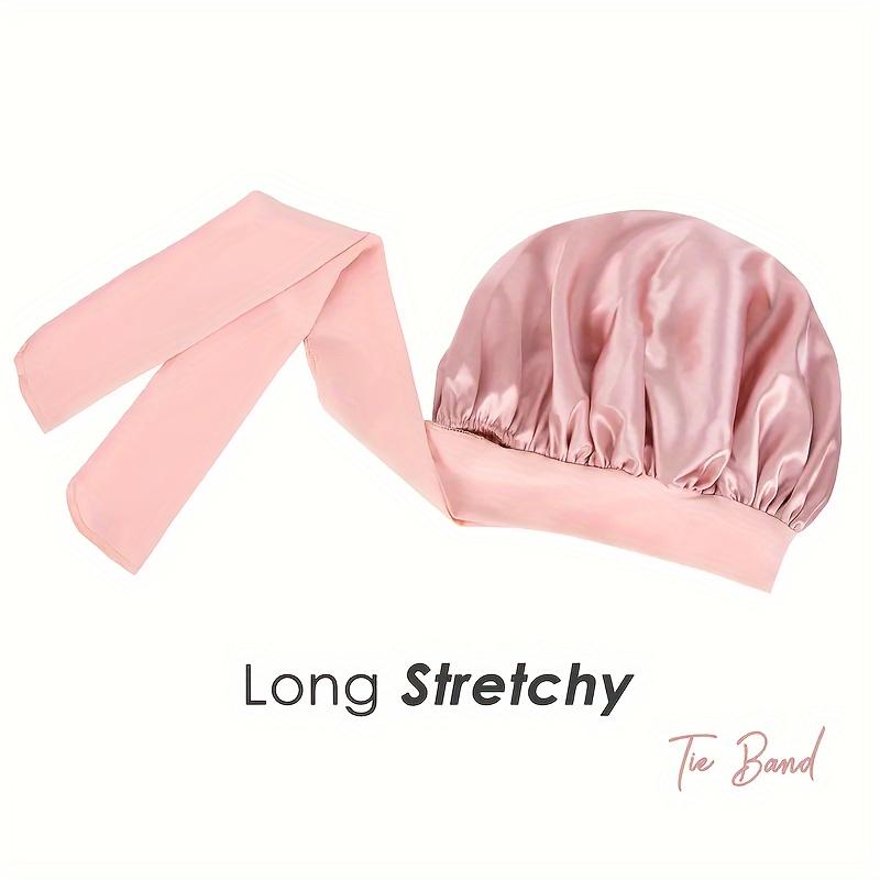 Satin Silky Bonnet With Adjustable Tie Band, Lightweight Sleeping Hair Cap For Women Men, Hair Care Night Bonnet