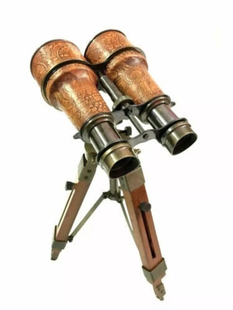Brass Telescope With Wooden Tripod Stand Maritime Nautical Vintage Desk Décor