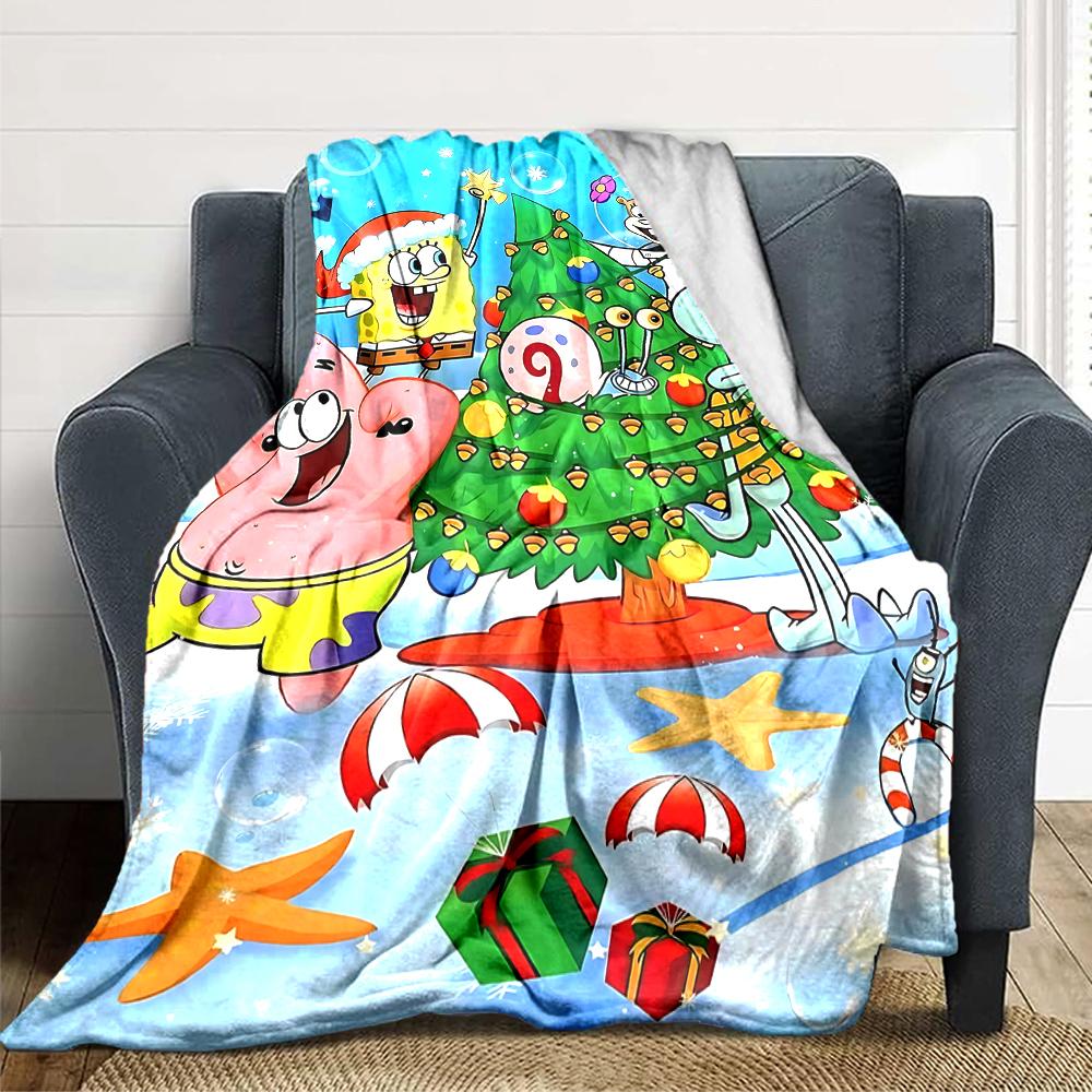 Christmas Spongebob Celebration Blanket Soft Throw Blanket For Home Bedroom Bed Sofa Travel Office Solid Christmas Blanket