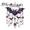 Whimsical Bat And Black Cat Decor Halloween Acrylic Wind Chime Pendant, Crystal Suncatcher Hanging Ornaments, Decorative Handcrafted Spooky