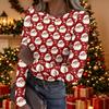 Women's Casual Christmas Print Long Sleeve Top for Holiday Party and Everyday Wear