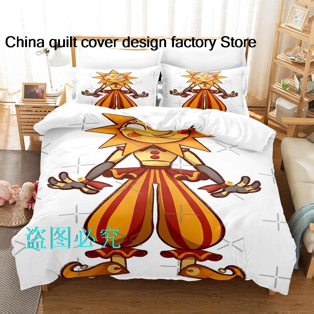 Sundrop FNAF Beding Set Single Twin Ful Quen King-Sized Dimensionsd Dimensions Bed Linen Set Adult People Bedrom Duvetcover Sets Anime Sundrop FNAF