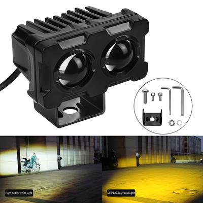 LED Motorcycle Driving Fog Spot Light Auxiliary Lamp White+Amber
