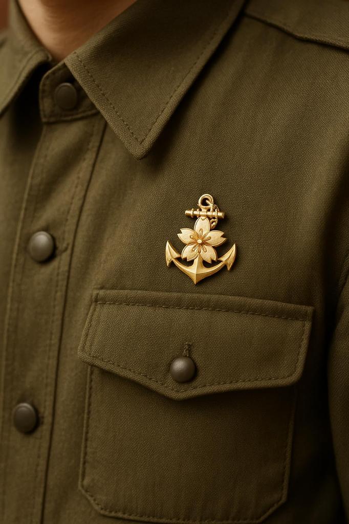 Don Flyee Imperial Japanese Navy Cherry Blossom Anchor Design Naval Insignia Pin with Butterfly C0039 Clutch, Alloy, Gift,