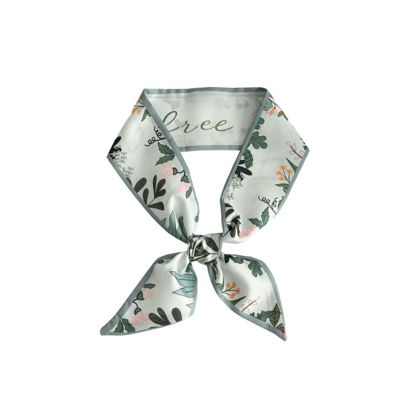 Silk scarf long strip new small fresh pastoral headscarf bow headband tied bag streamer decorative scarf belt