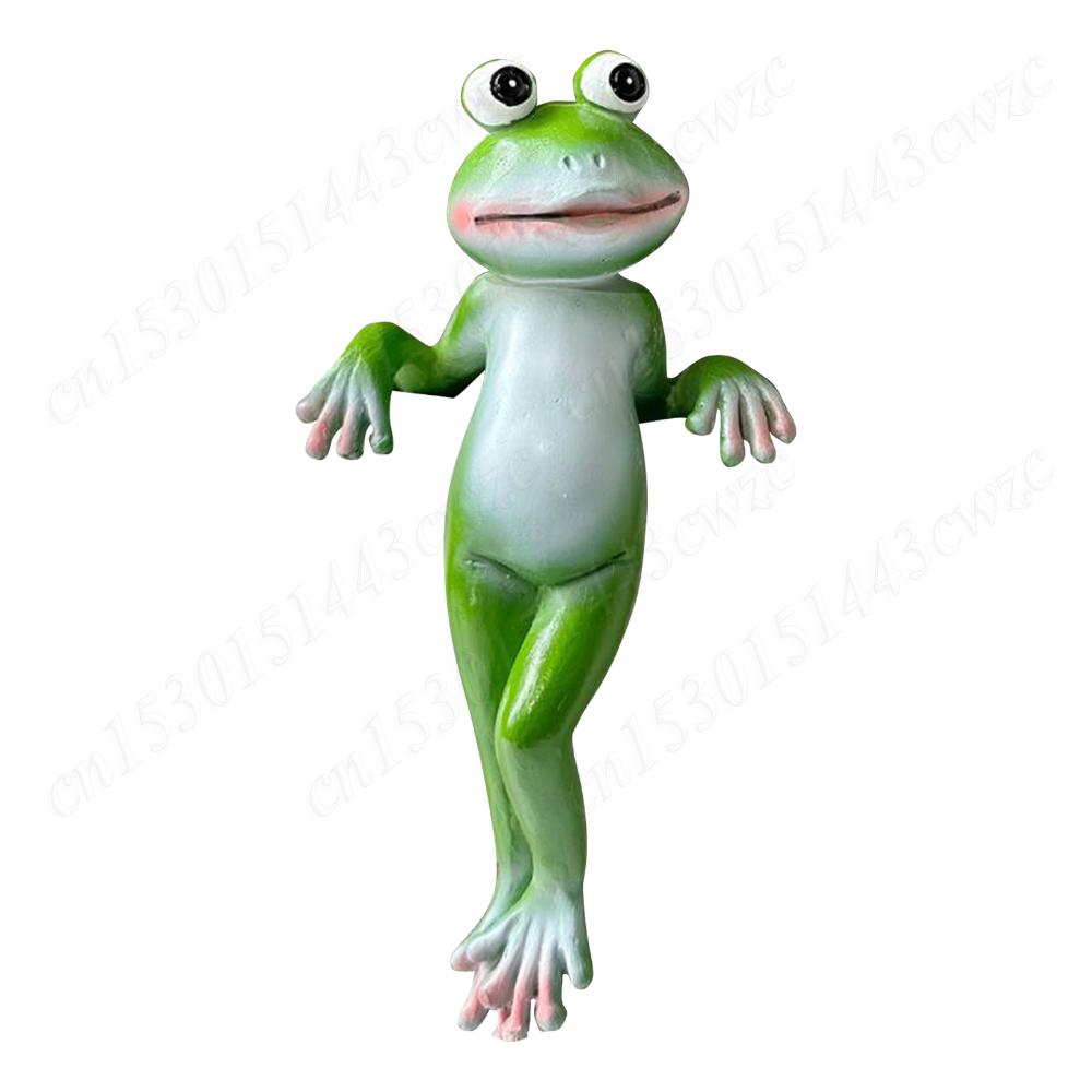 Resin Frog Sculpture Cute Climbing Frog Figurines Flower Pot Hugger for Plant Lovers Yard Patio Lawn