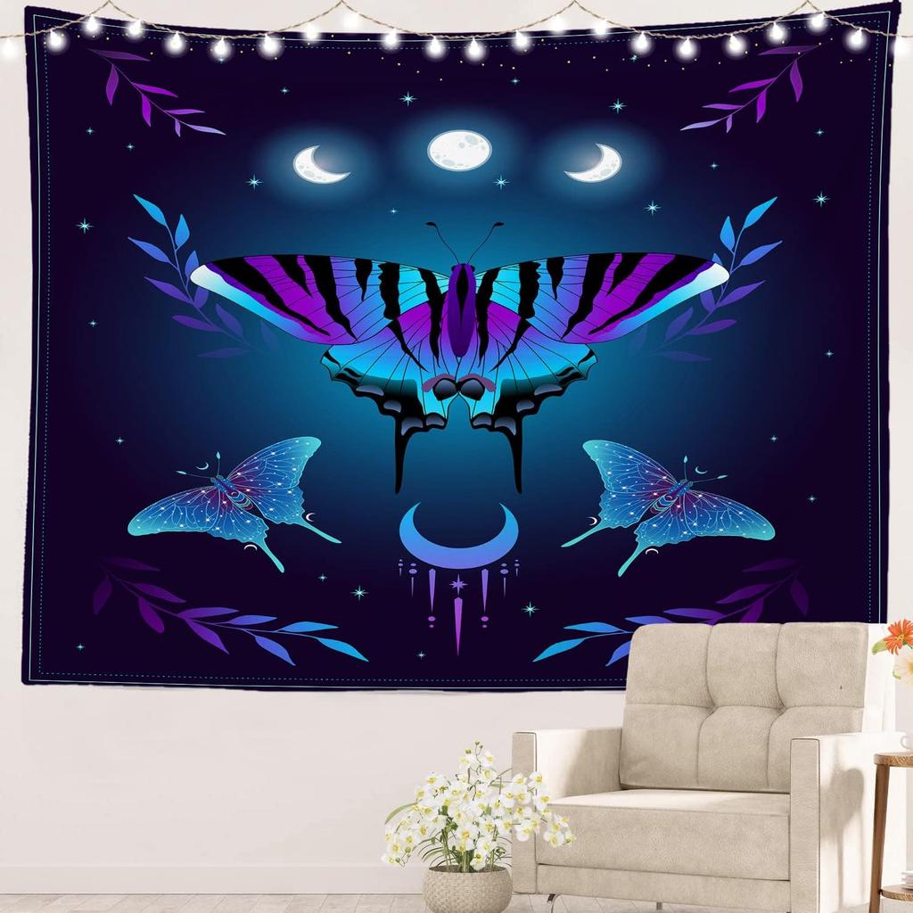 Romantic Flower Victorian Border Dragonfly Wildflower Hippie Trippy Tapestry Wall Art Meditation Decor For Bedroom Living Room