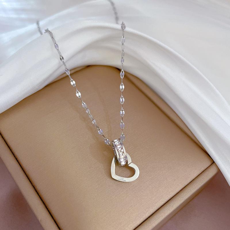 Love Ring Exquisite Furnace Real Gold Necklace Women'S Collarbone Chain With Jewelry