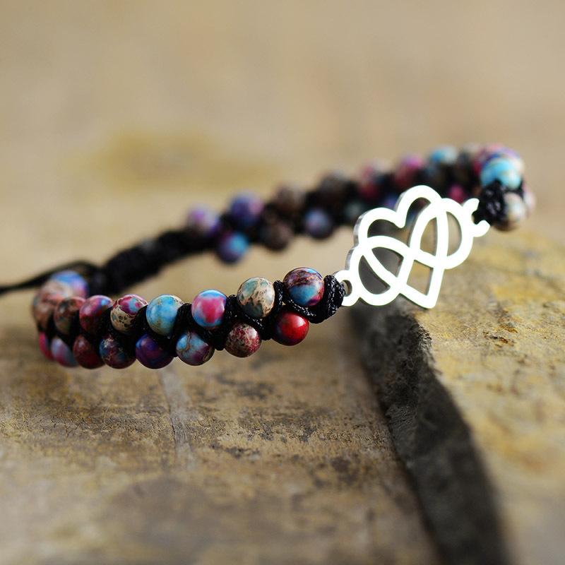 BLINGBAY Women's Bracelets New Heart-shaped Double Hand-woven Bracelet Adjustable Bracelet Girls Party Birthday Jewelry Gift