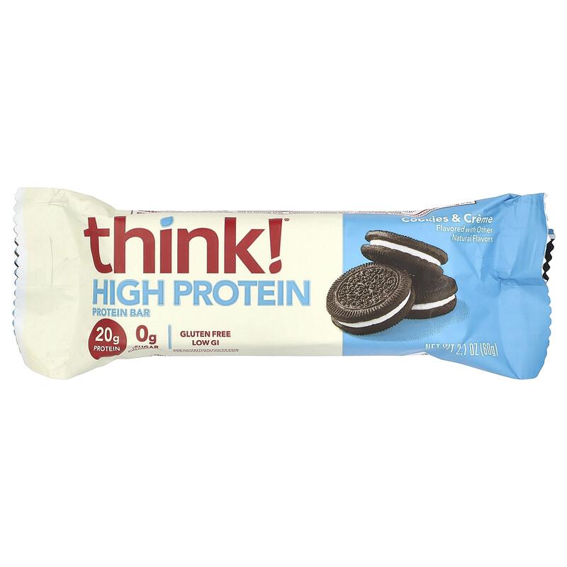 High Protein Bars, Cookies & Cream, 10 Bars, 2.1 Oz (60 G) Each