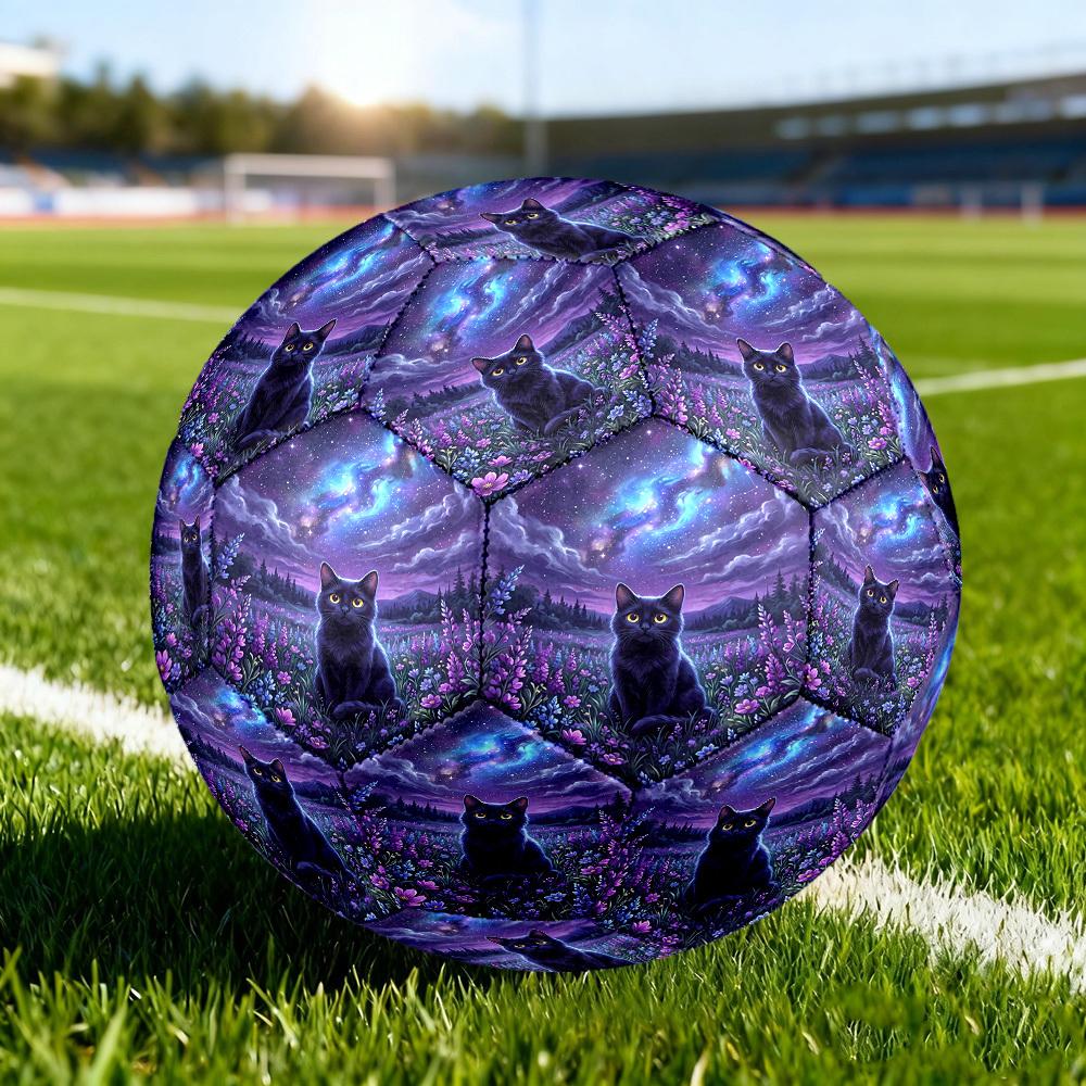 1pc Galactic Cat Garden Size 5 Soccer Ball Professional Match Training Football Indoor &Outdoor Sports Ball Lightweight Durable C6560