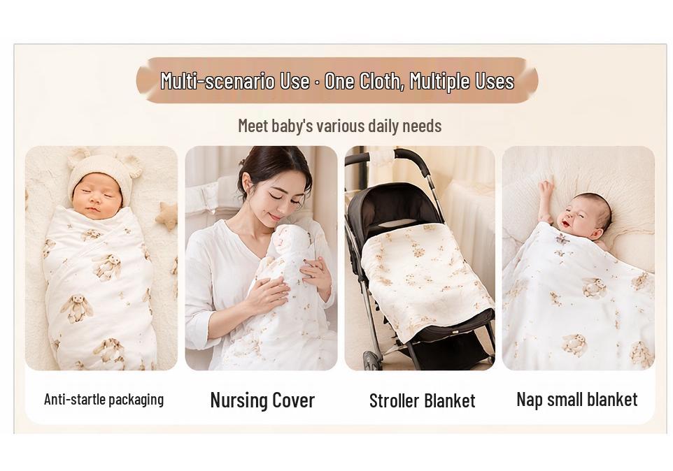 Copertina Swaddle in Puro Cotone per Neonato, Fascia Anti-Sussulto, 0-12 Mesi, Essenziali per il Bambino