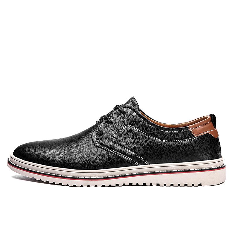 

Men s British Style Large Size Leather Shoes Business Casual Lace up round Toe Shoes Lightweight Leather Surface Trendy Shoes 38 чёрный