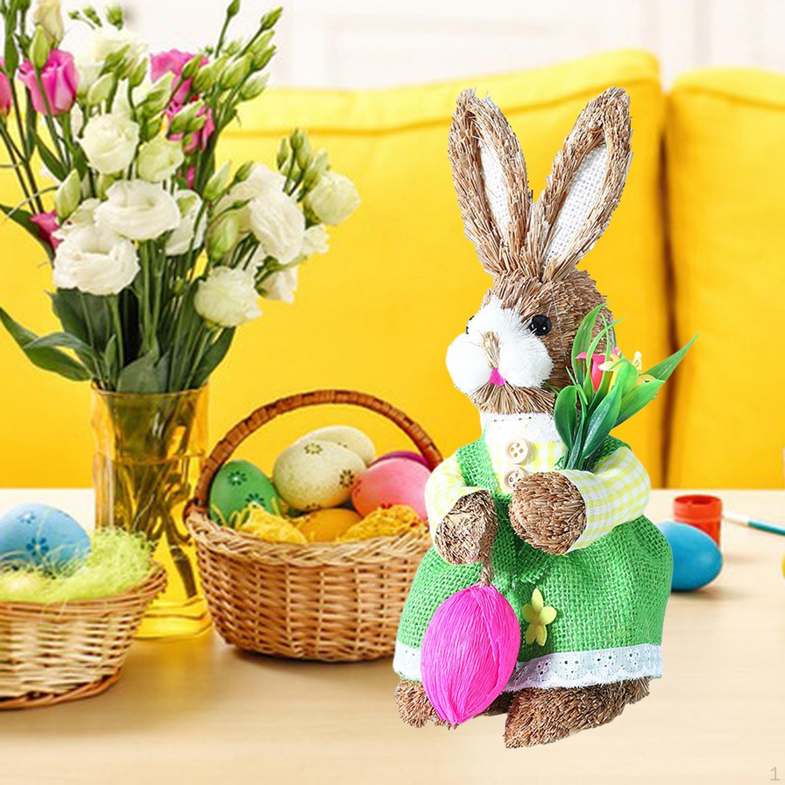 

Статуэтка статуэтка пасхального кролика украшение прекрасное настольное украшение для домашнего рабочего стола декор Girls Hold Flower