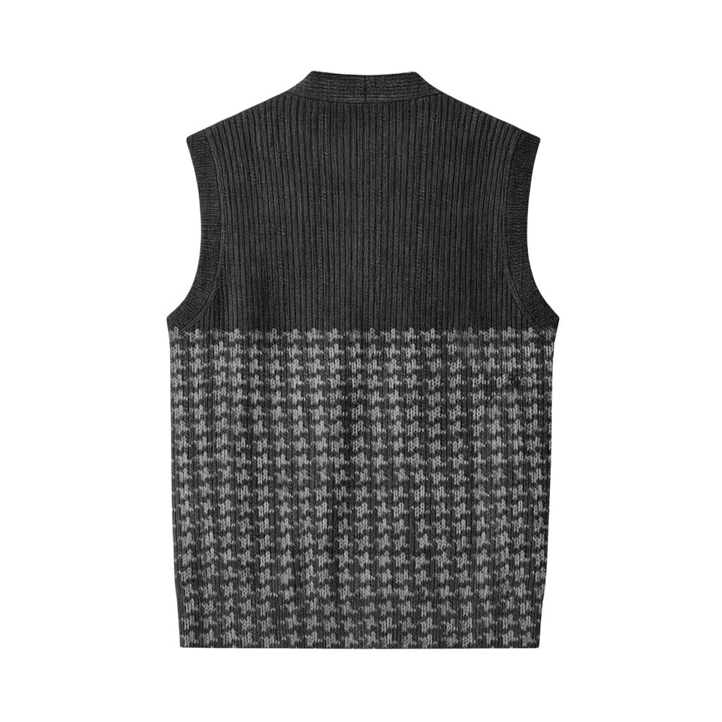 Vestă Cardigan Tricotată fără Mâneci cu Gât în V pentru Bărbați