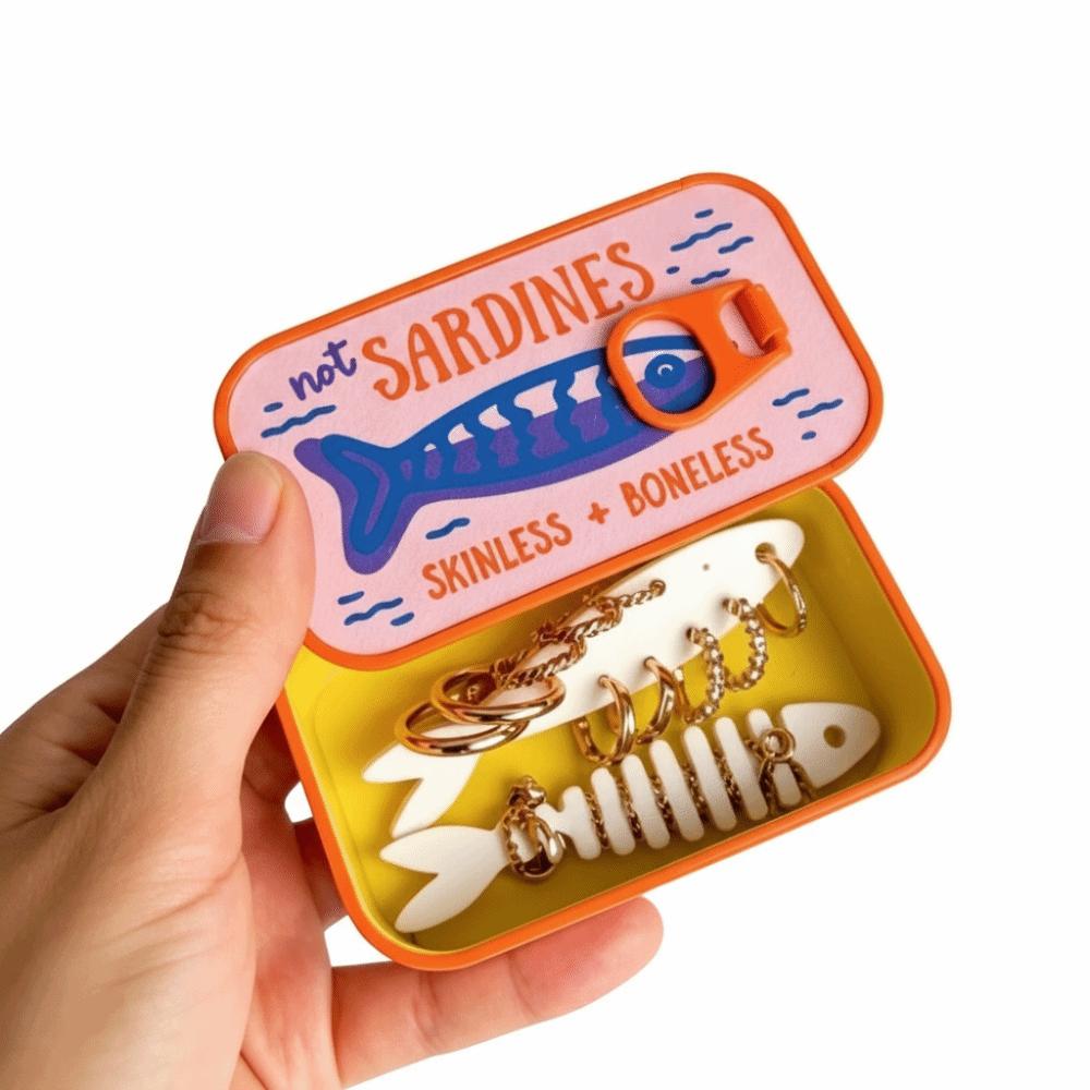3D Printed Sardine Jewelry Box Fishbone Insert Trinket Storage Box  Desk Storage