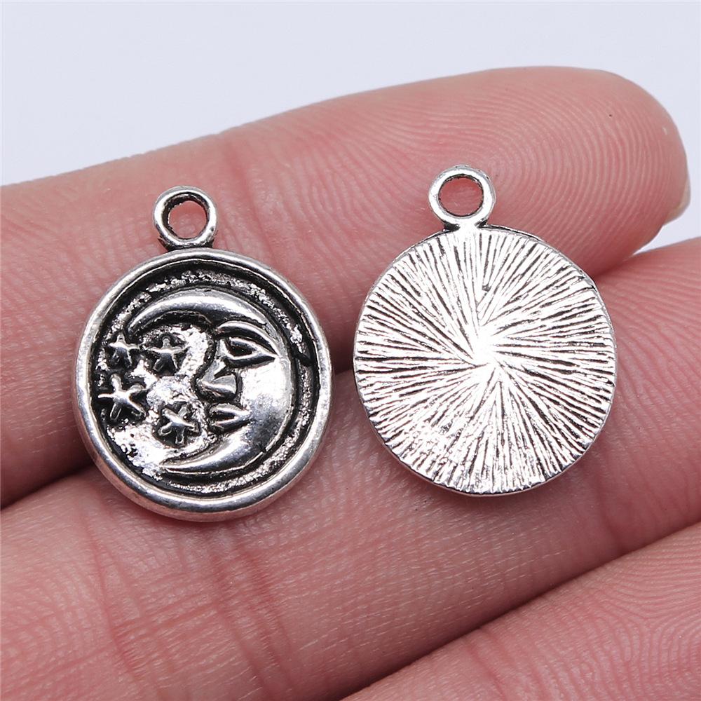 10pcs Charms Moon Antique Silver Color Moon Charms Pendants For Bracelets Moon And Star Charms Wholesale