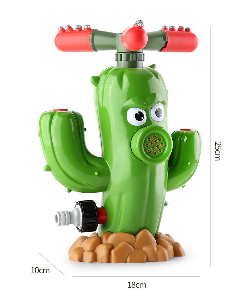 Cartoon Cactus Rotating Sprinkler: Automatic Water Play Toy for Gardens