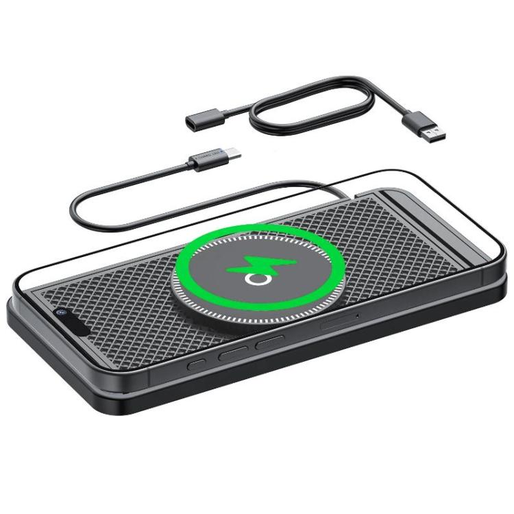 Per Apple / Huawei / Xiaomi Standard Qi Caricabatterie Wireless Magnetico per Auto Tappetino Antiscivolo con Luce Indicatrice