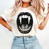 Vampire Bite Tee: Gothic Ringer Tee with Retro Contrast Collar.Goth Horror Mouth.Creepy Gothic Lover Gift. 90s Washed Comfort Colors®