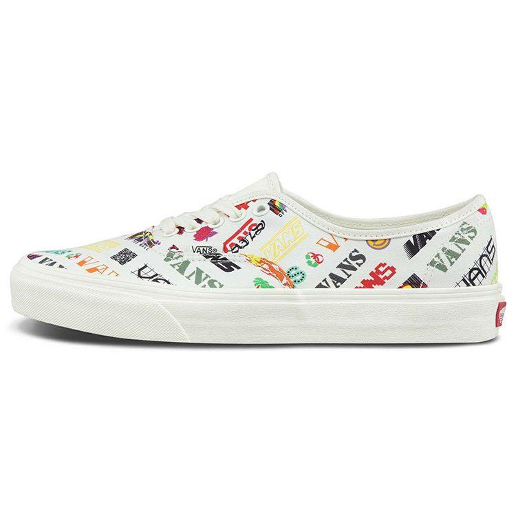 Vans Authentic Breathable Lightweight Low Top Casual Skate Shoes Unisex White Multi Color VN0A348A3Z2