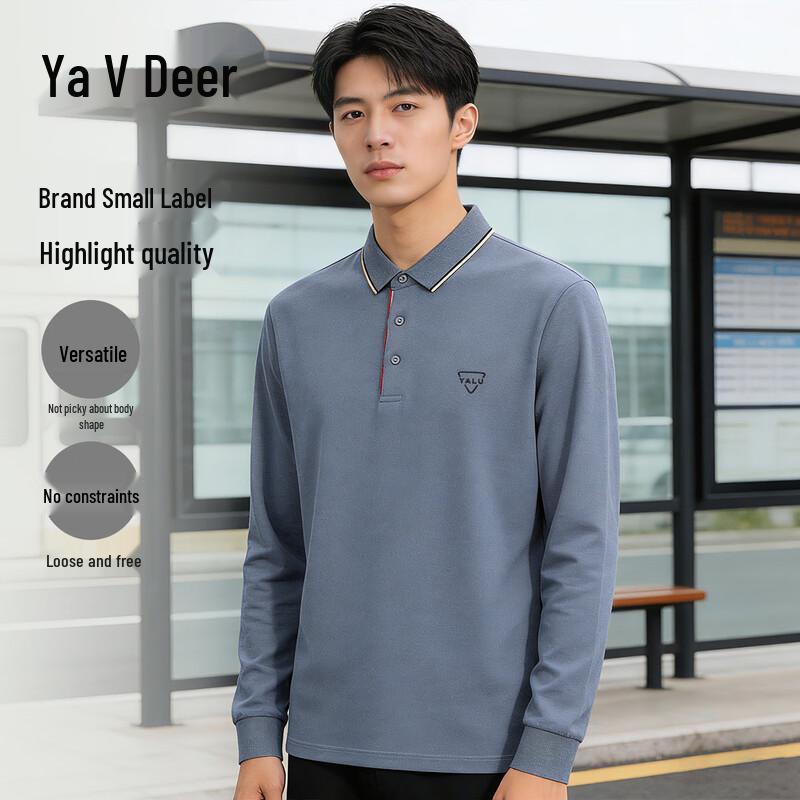Yalu Men s Soft Cotton Blend Long-Sleeve Polo Shirt 3XL