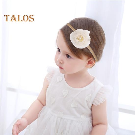 

Детская повязка на голову из искусственного жемчуга с цветком, эластичная, удобная, приятная на ощупь, подарок, нейлоновая повязка для волос для новорожденных, головные уборы для девочек, аксессуары для волос