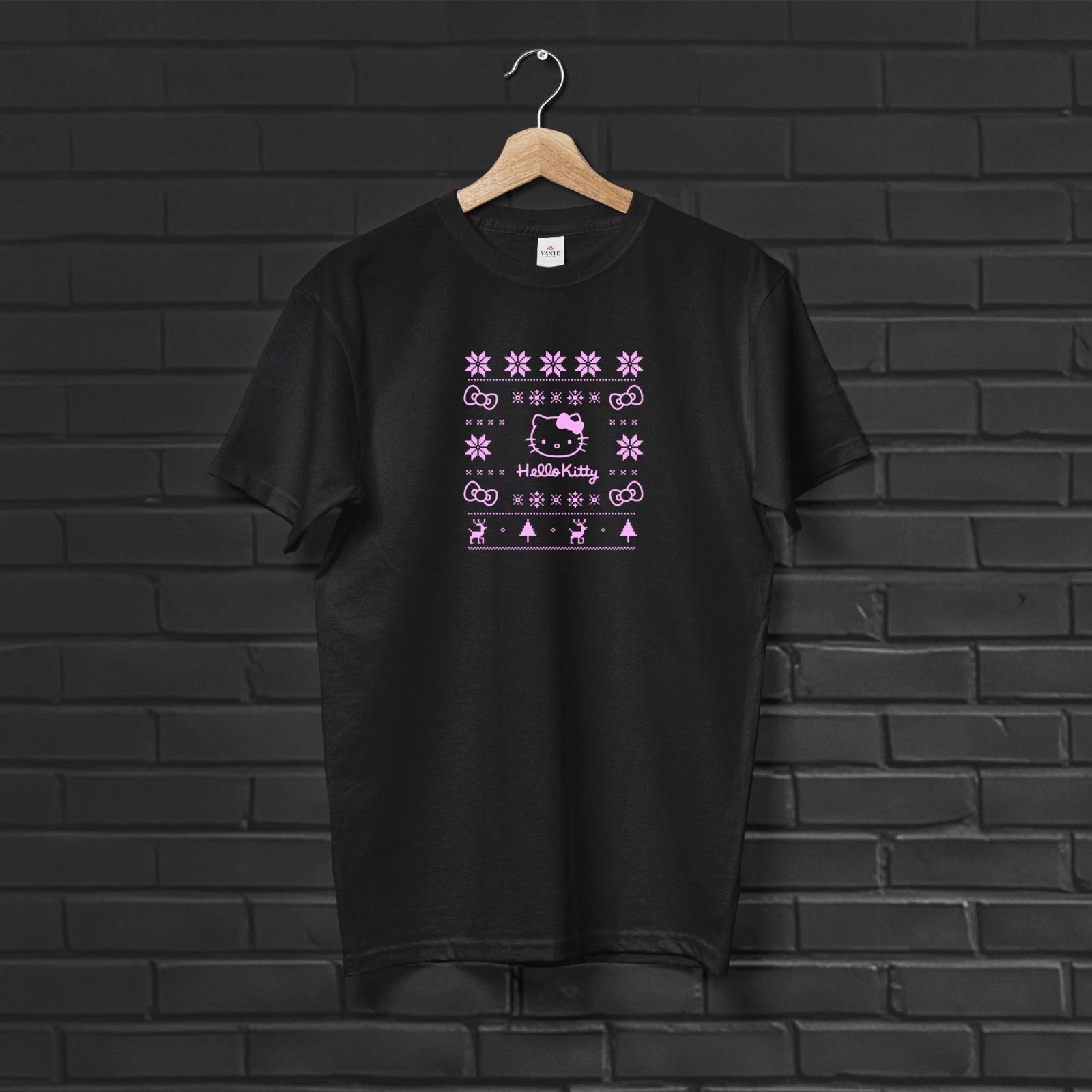 Hello Kitty Christmas Sweater T-Shirt, Y2K Aesthetic Holiday Tee XL