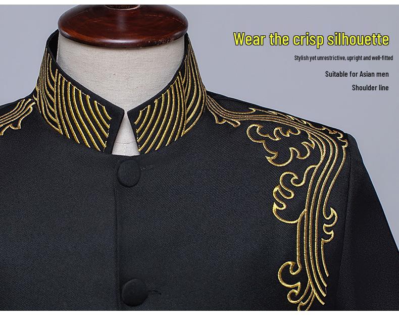 Men's Zhongshan Suit Embroidered Choir & Graduation Costume - Chinese Style