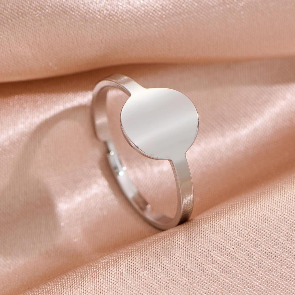 Cross-Border Fashion Stainless Steel Geometric Adjustable Round Ring