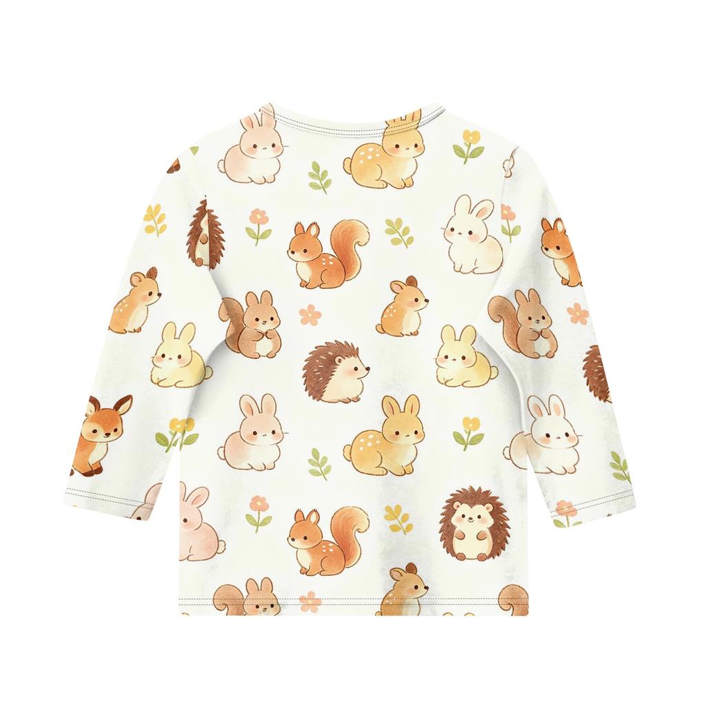 Kids Animal Print Crew Neck 3/4 Sleeve Casual T-Shirt Soft Comfortable Fabric Suitable for Everyday Wear and Outdoor Activities