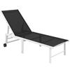 Outdoor Reclining Sun Lounger, Wheels, 5-Position Backrest, Steel Frame, 166 X 60 X 84 Cm, Grey