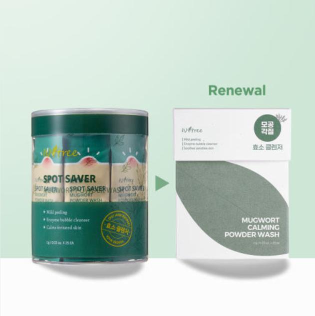 Isntree Mugwort Calming Powder Wash 25pcs – Gentle & Soothing Facial Cleanser