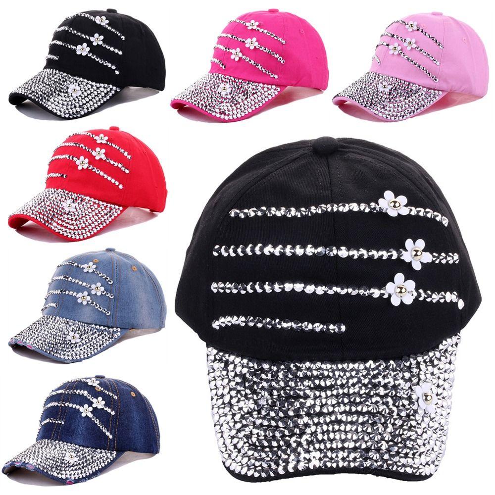 

Регулируемые бейсболки со стразами, роскошные солнцезащитные шляпы, блестящая кепка с блестками для женщин и девочек