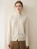 Women's Half-High Neck Pure Cashmere Cardigan - 2026 Autumn/Winter Collection, Rolled Edge, Single-Breasted Gentle Style Base Layer.