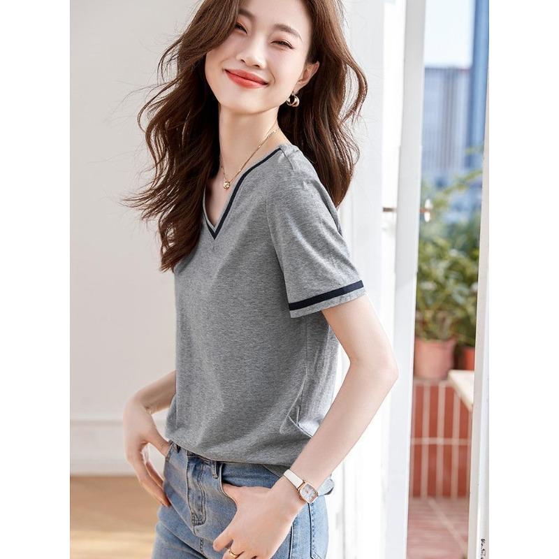 Летняя Новая Мода Повседневная и Удобная Футболка с Коротким Рукавом S серый