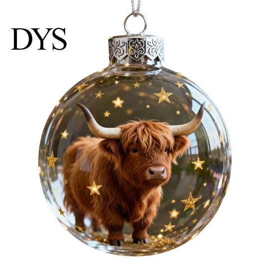 Wildlife Themed Christmas Ornaments 3D Animal Decoration Clear Plastic Xmas Ball Hanging with Sparkling Star Accents for Winter Holiday Tree