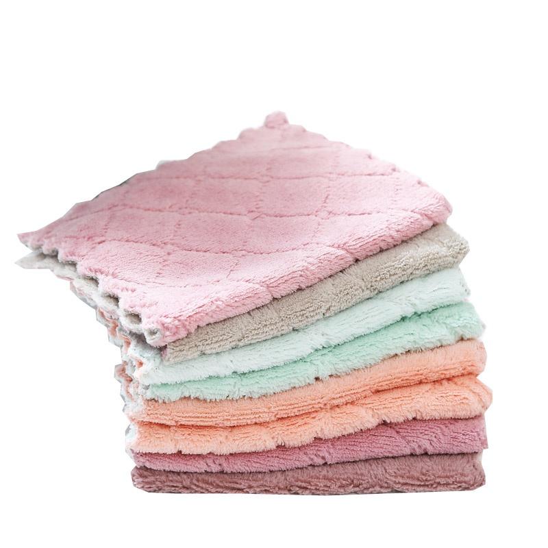 Soft Absorbent Quick Drying Reusable Kitchen Dish Towels Dishcloths Cleaning Rags Multi Color