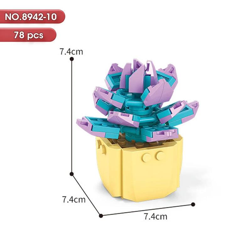 New Flowers Succulents Building Blocks Everlasting Bonsai Tree Gardens Romantic Girls Bricks Potted Plants Hot Model Kids Toys