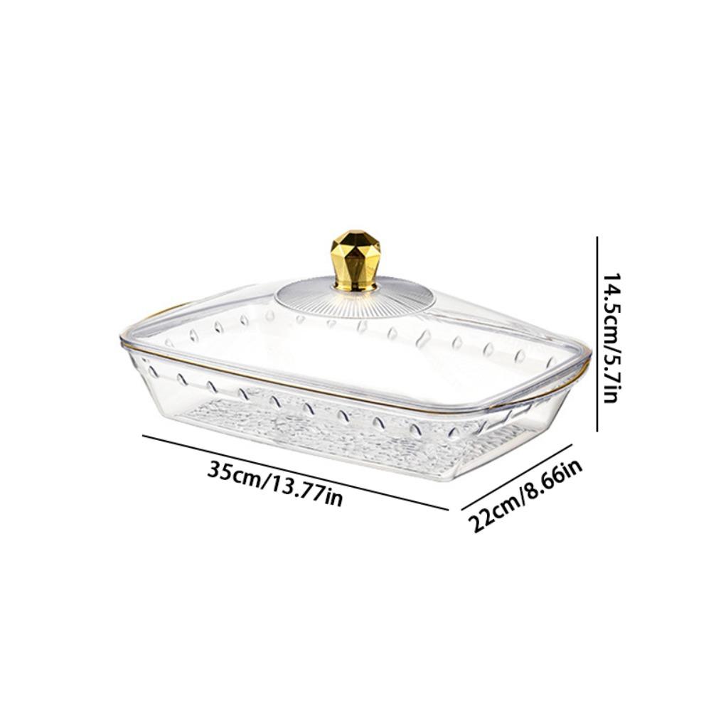 Transparent Buffet Food Tray Drop-proof Large Capacity Fruit Tray with Lid Food Storage Organizer