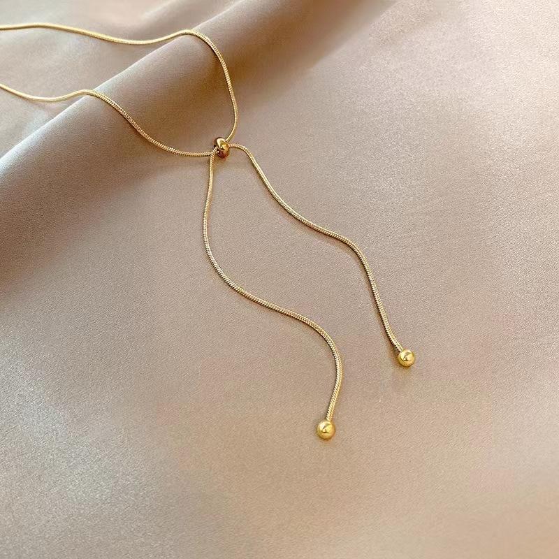 Einfache Lange Quastenkettenhalskette Für Frauen Trendige Verstellbare Chokerhalskette Modeschmuck Kette Am Hals Mädchengeschenke